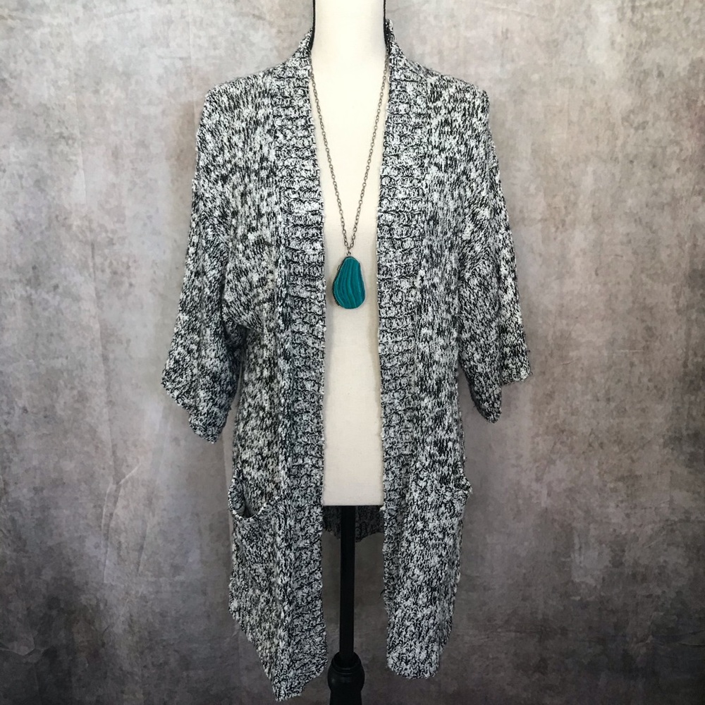 Marled Black and White Cardigan, size L